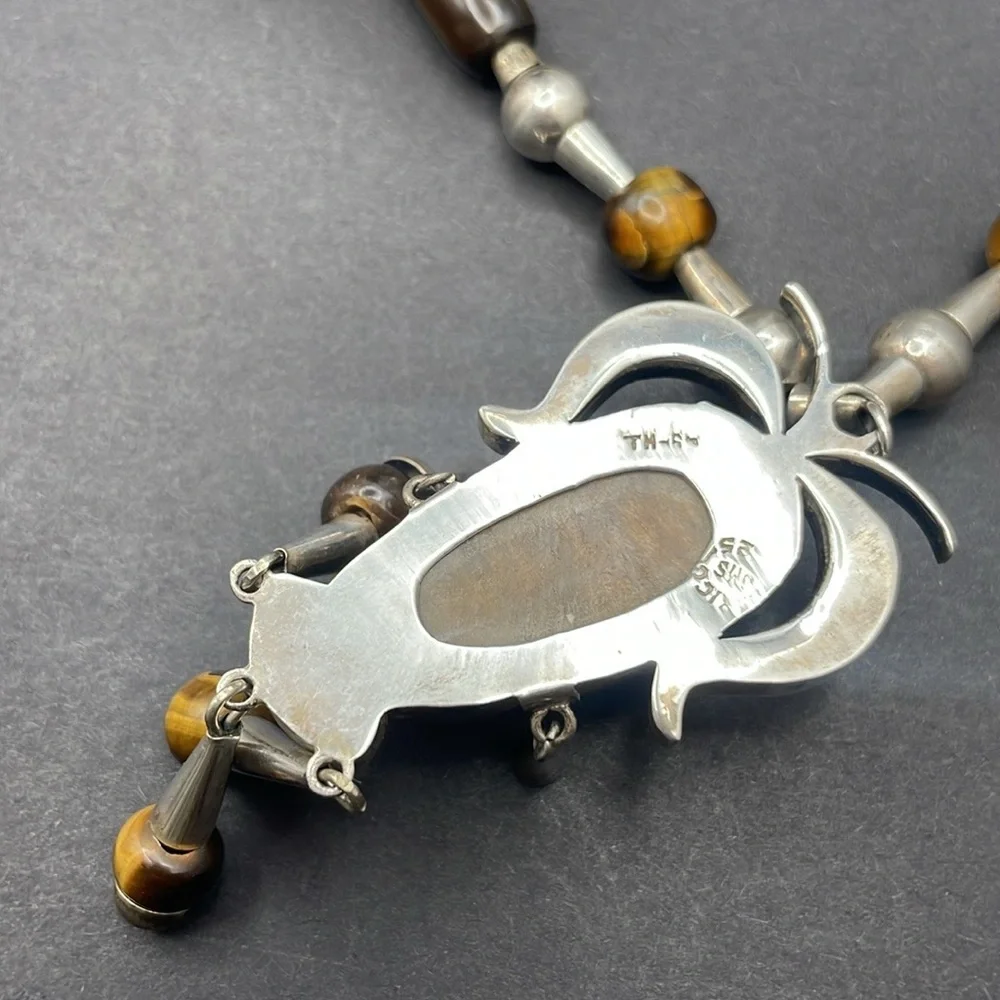 Taxco carved tigers eye necklace A6 🔥 - Picture 6 of 8